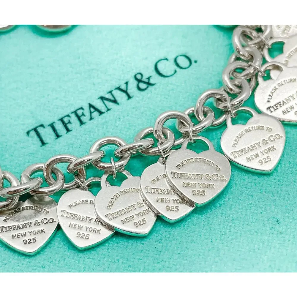 Tiffany & Co. Return to Tiffany Multi Heart Tag Bracelet Sterling Silver 7" - Picture 3 of 15